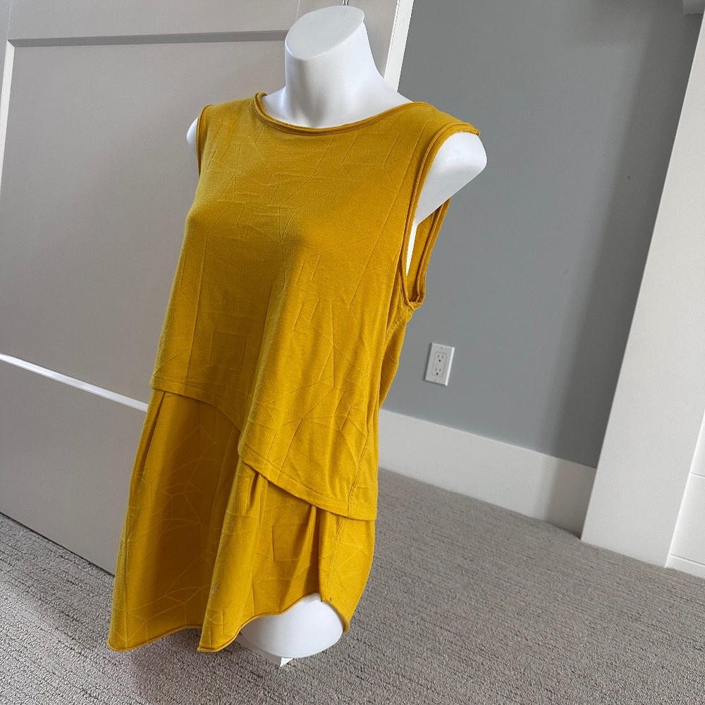 Rag & Bone Edgy Layer Look Abstract Yellow Tunic … - image 3